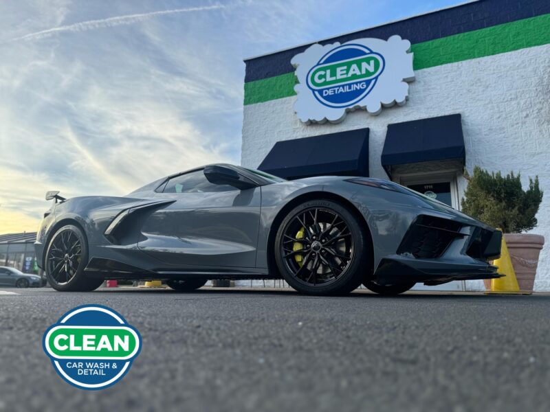 A photo of a silver sports car that received ceramic coating at Clean Car Wash and Detail in Fredericksburg, VA.