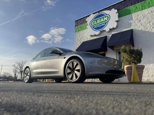 A photo of a silver sports car that received self-healing ceramic coating at Clean Car Wash and Detail in Fredericksburg, VA.